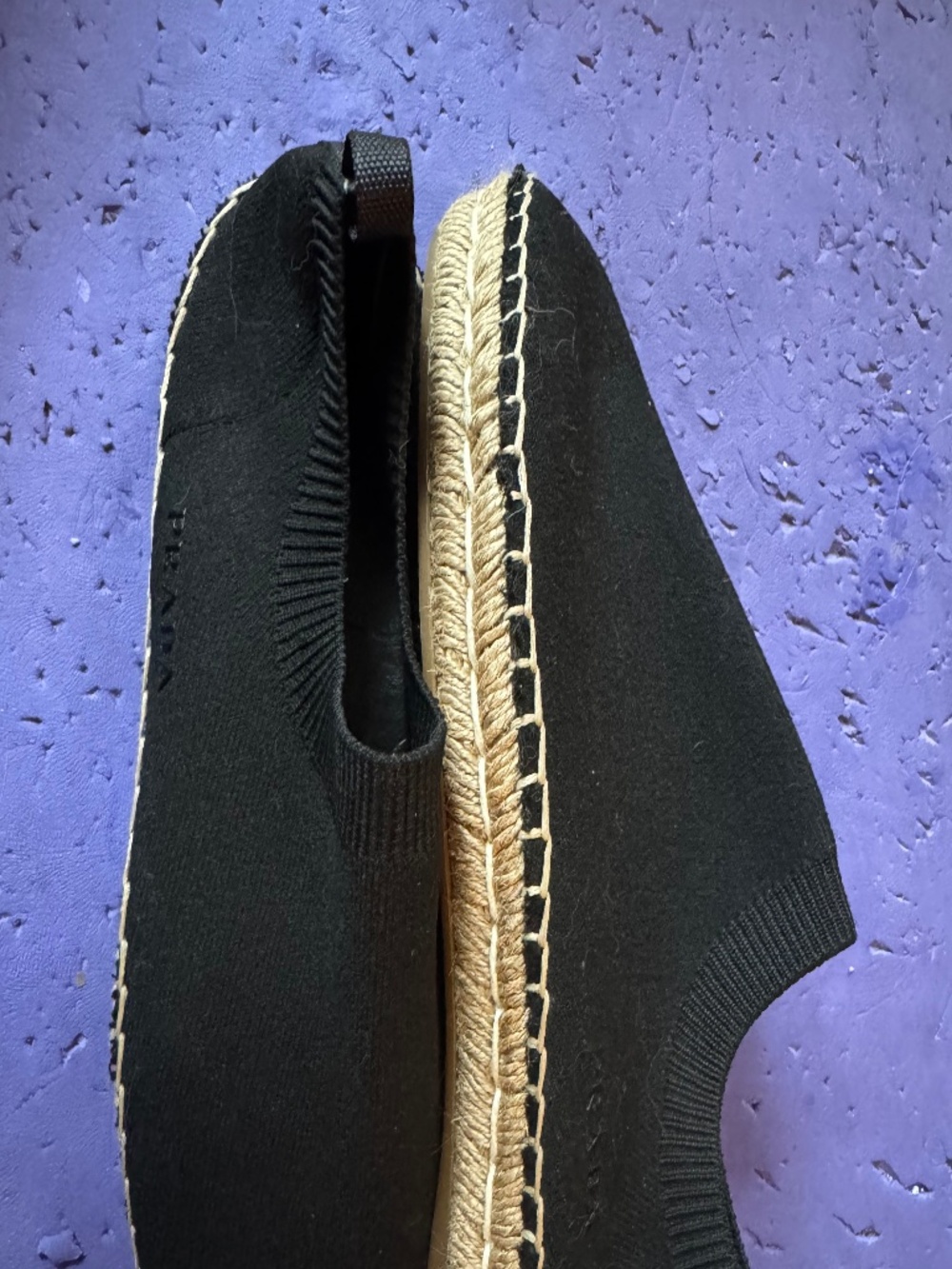 Prada Black Knit Espadrille Slip-Ons with Jute Sole